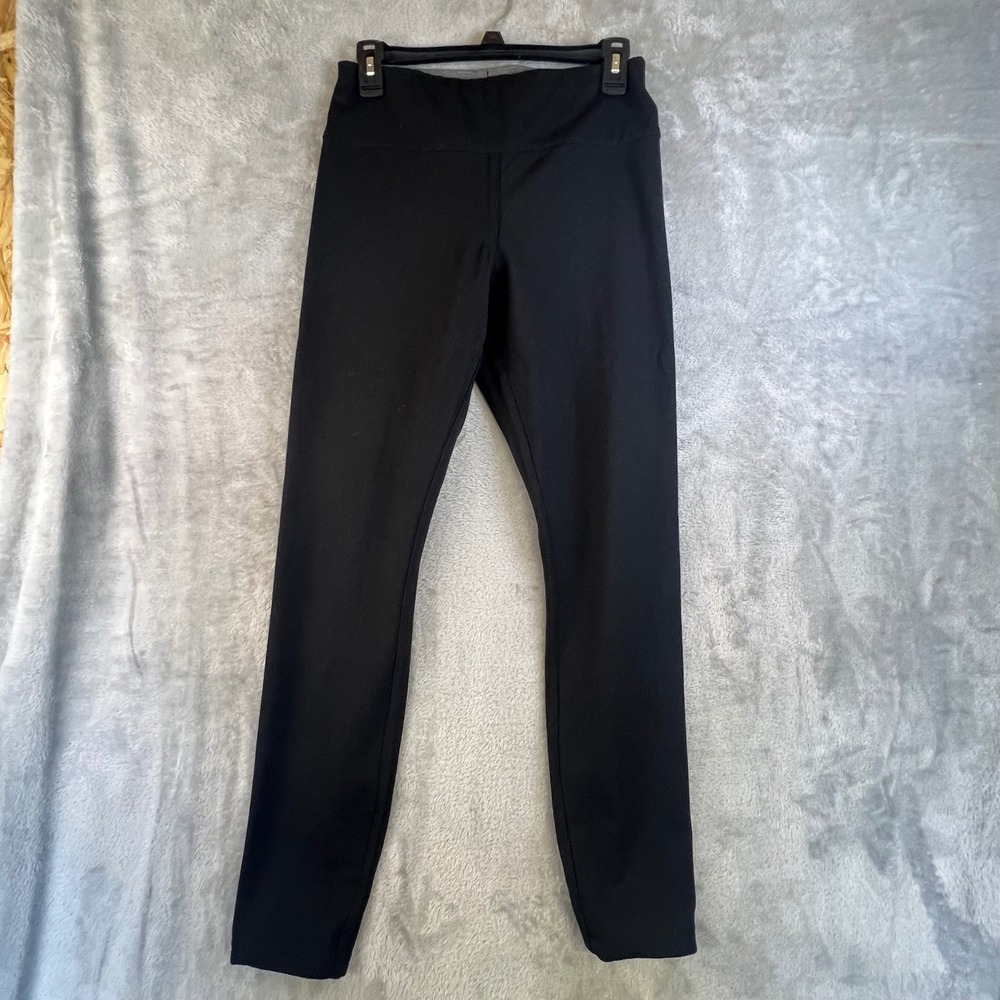HUE S Black Knit Leggings Slim Fit Mid Rise Stretch Pants Capsule Wardrobe Yoga